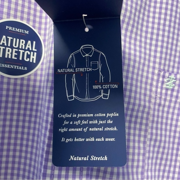 NWT IZOD Natural Stretch 100% cotton Blue Checkered Dress‎ Shirt Size Large - Picture 4 of 9